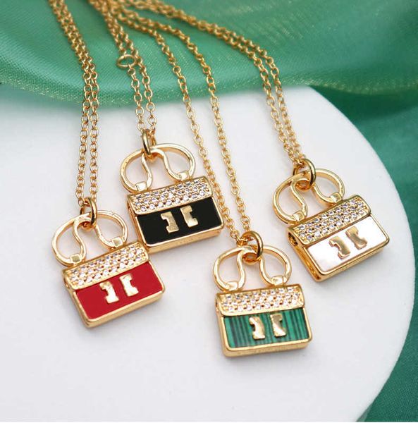

designer jewelry necklace light luxury versatile letter kangkang bag pendant necklace for women's fashion small fragrance style white b, Black