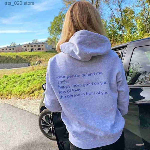 

women's dear person behind me hoodies inspirational message hoodie women girls casual aesthetic pullover streetwear sweatshirts t230727, Black