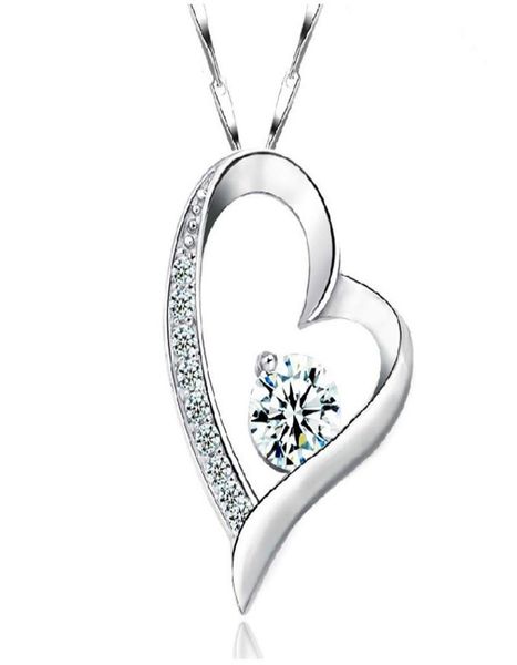 

925 stamped silver crystal jewelry pendant statement necklaces wedding heart shaped vintage woman charms ps06426961007