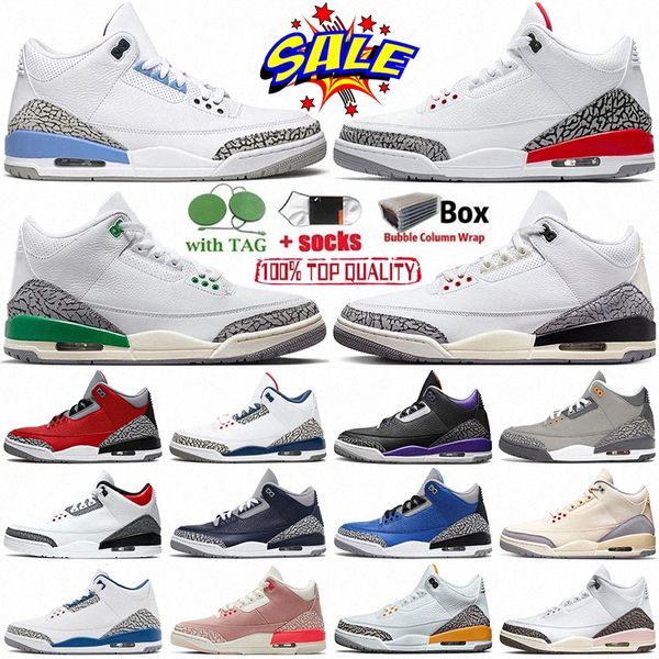 

3 basketball shoes jumpman 3s men women sneakers lucky pine green wizards white cement fire red unc reimagined dark iris cardinal racer blue