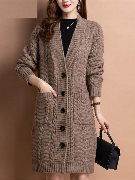 

women's knits tees korean women autumn long sleeve loose fashion v neck elegant knitted sweater cardigans basic causal coat zy7150 230, White