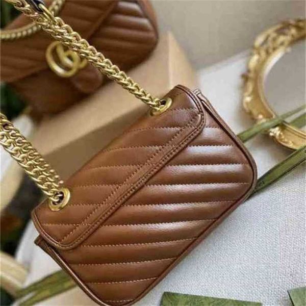 

2023 luxury bags trend malmon caramel embroidered thread classic chain small square