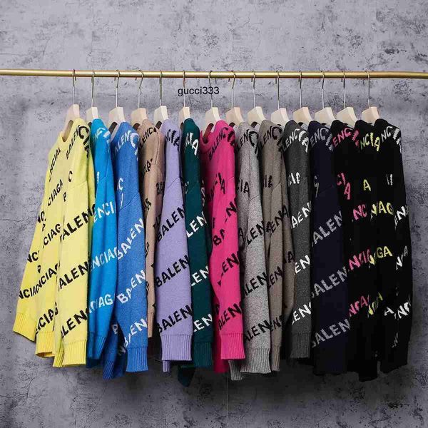 

balencigaly knit fashion designer womens new balenca sweaters casual balencaigaly letter dress contrast 6 color wear long sleeve autumn p wq, White;black