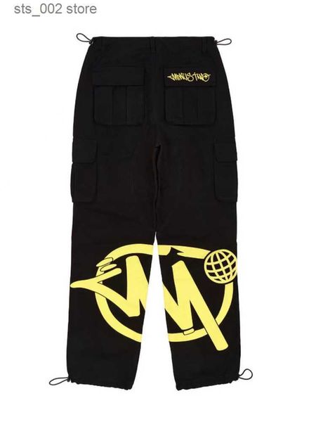 

men's pants y2k retro street trend cargo pant 2023 new fashion minus two black pants harajuku hip hop print loose overalls joggers men