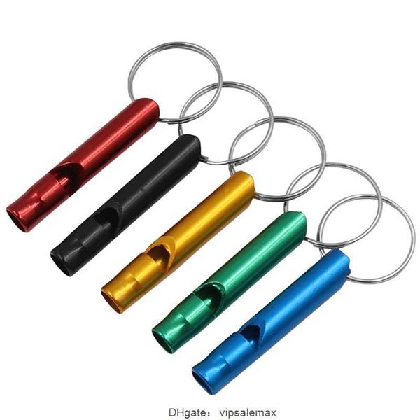

mini aluminum alloy whistle keychains key chains for outdoor emergency survival safety keychain keyring, Silver