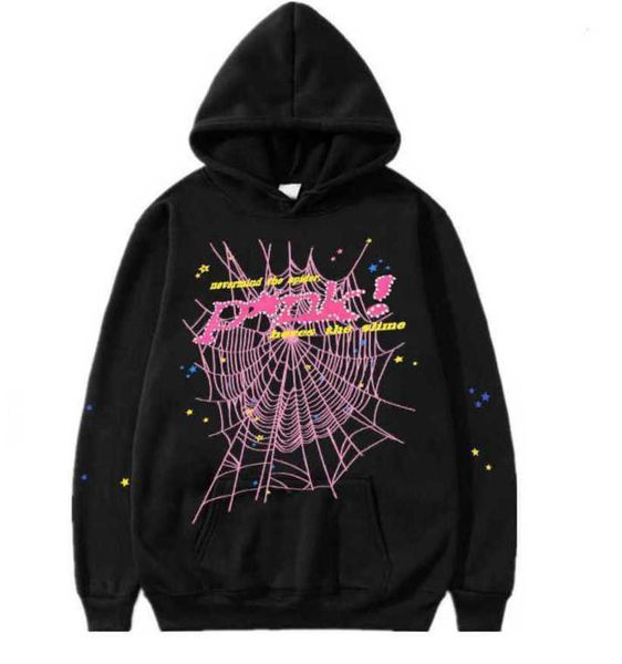 

pink mens sp5der 555 spider hoodie tracksuit hoodies men hoodie puff print hoody young thug sweatshirts pullover the slime polyester, Black