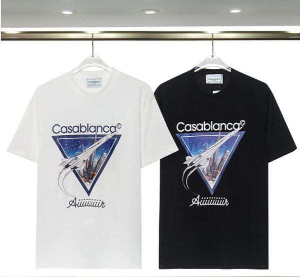 

2023 fashion casablan par avion fleur tee t shirts mens womens panoramique t-shirt tees apparel man chest letter shirt luxurys clothing str, White;black
