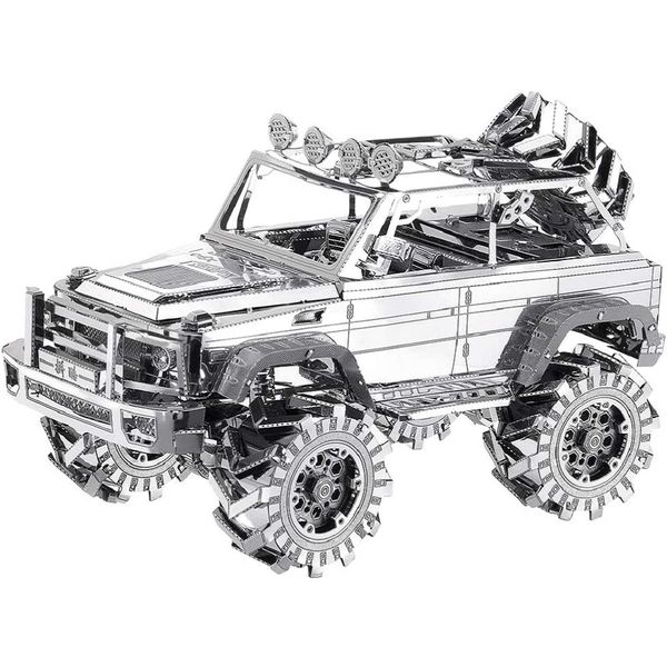 

piececool 3d metal puzzle silver suv car model craft collection brain teaser stress relief toys handmade entertainment for adults and kids