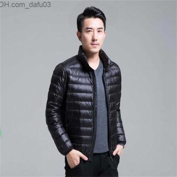 

men's down parkas autumn winter down jacket men casual stand collar ultra light parka coat portable outwear windproof 5xl z230727, Black