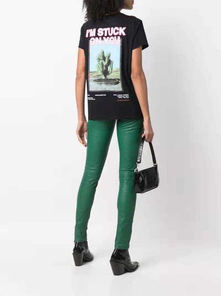 

23ss zadig voltaire designer tee shirt women's cactus letter digital printing cotton women short sleeved t-shirtt shirt oversized polo, White