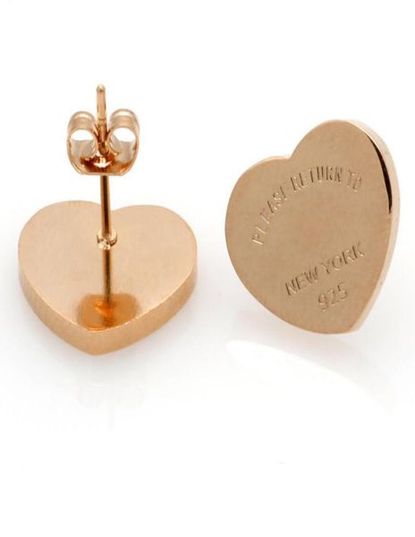

sell new fashion gold silver rose gold branded women stainless please return to heart charms stud earring8835964