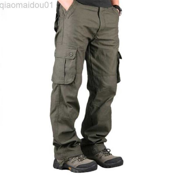 

men's pants men's cargo pants casual multi pockets military tactical work pants men outerwear straight slacks long trousers for me, Black