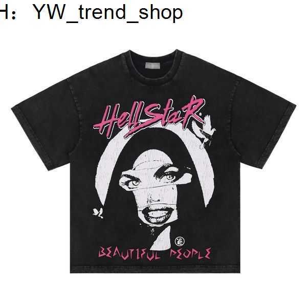 

hellstar t shirt rappe mens women tshirt rapper wash grey heavy craft short sleeve high street fashion retro hell women's t-shirt us si, White;black