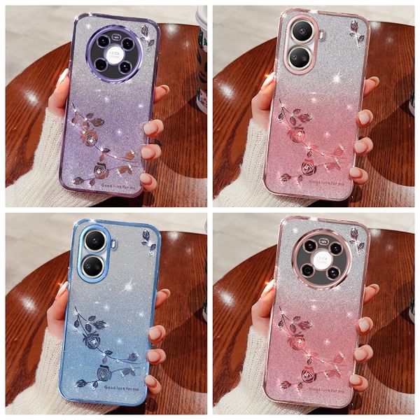 

crystal diamond bling glitter soft tpu cases for iphone 15 pro max 14 plus 13 12 11 8 7 6 x xr xs flower chromed metallic plating gradient l