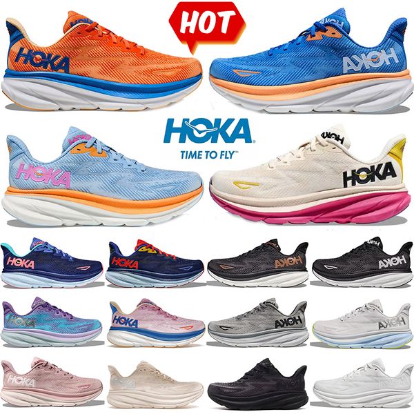 

hoka one one clifton 9 running shoes hokas shoes coastal sky airy blue bellwether blue black copper chalk violet pastel lilac shock absorbin