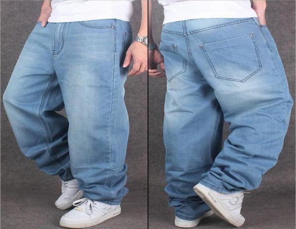 

new tide man loose jeans hiphop skateboard jeans baggy pants denim pants hip hop men jeans plus size 30462624848, Blue