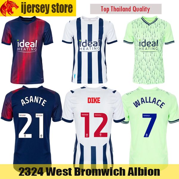 

23 24 west bromwichs albion soccer jerseys dike 2023 2024 asante wallace molumby phillips diang swift football shirt mens jersey, Black;yellow
