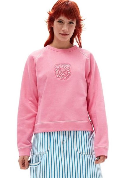 

23ss gannis designer sweatshirt fashion solid letter hoodie pattern embroidery flower pink raglan pullover long sleeve women sweater casual, Black