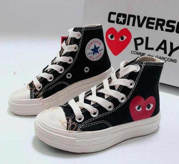 

designer star 70s play kids shoes for girl boys canvas shoes white black toddler children sneakers size 23352002227, Black;red
