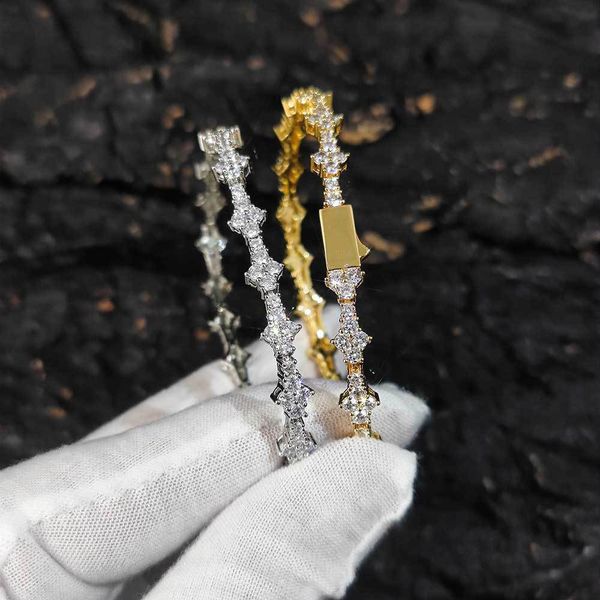 

blingbling jewelry bracelets 6.5mm tennis chains design for women men hip hop zircon bracelet with cz diamond lovers gold silver color fashi, Golden;silver