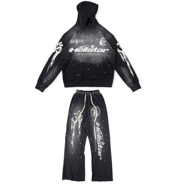 

hoodies flare pants black sports suit plus size men womens vintage printed hip hop sweatshirts fleece men's 23fw 5 styles, Black;brown