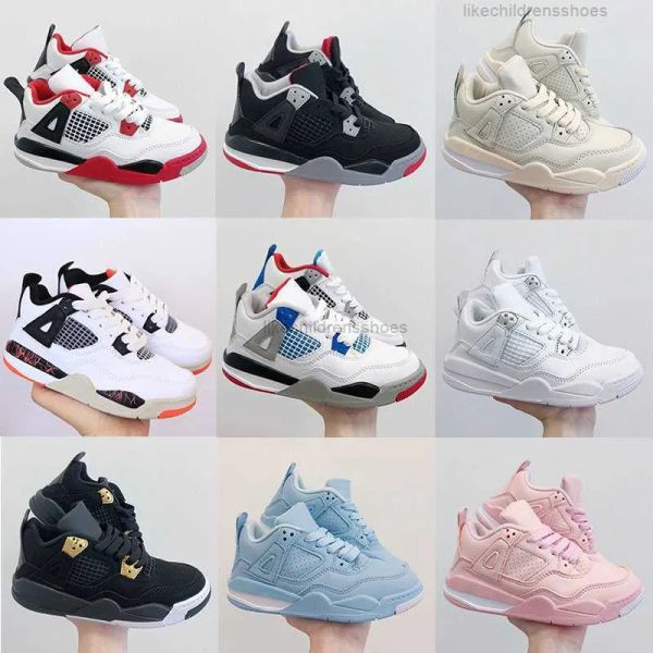 

jumpman 4 kids basketball shoes retro black cat toddler td 4s pink red chicago boys girls outdoor baby sports sneakers sizes 26-35