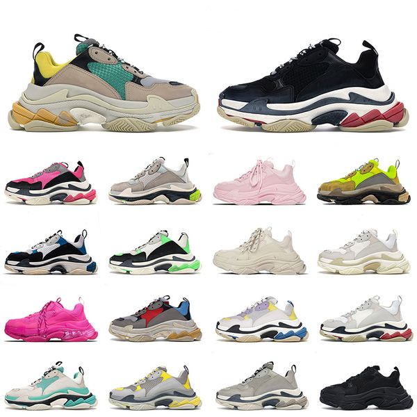 

new balencagas triple s men women designer casual shoes platform sneakers clear sole black white grey red pink blue royal neon green beige m
