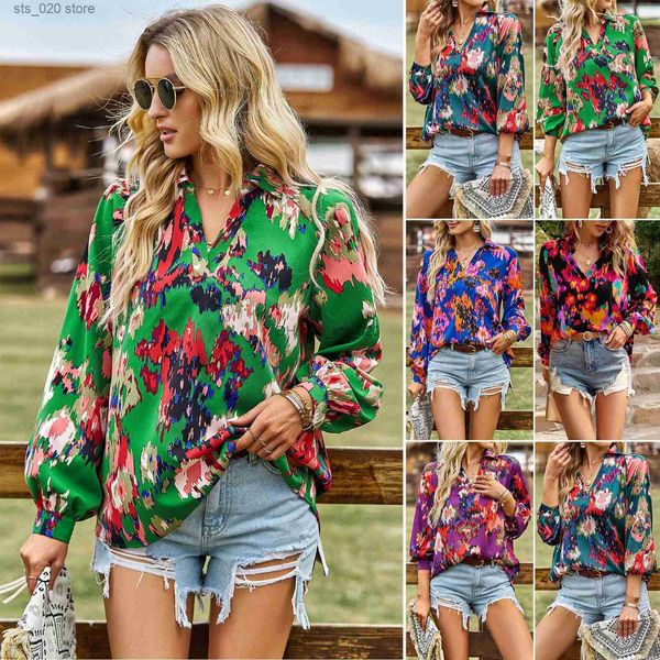 

women's blouses shirts design printed shirt for women's spring/summer 2023 loose style commuter long sleeve t230727, White