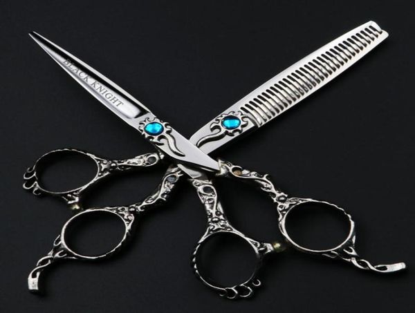 

black knight 6 inch professional hair scissors hairdressing beauty salon cutting and thinning set barber shears tools7103293