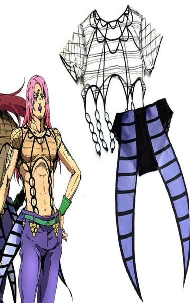 

anime costumes jojo 5 anime jojos bizarre adventure golden wind diavolo cosplay costume lingerie king crimson lace body suit party8361245, Black
