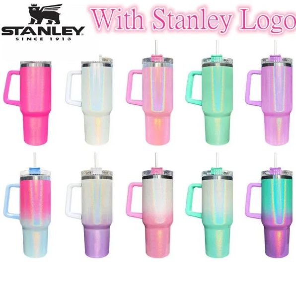 

with logo stanley 40oz mug tumbler with handle insulated gradient glittertumblers lids straw stainless steel coffee termos cup outdoor 201