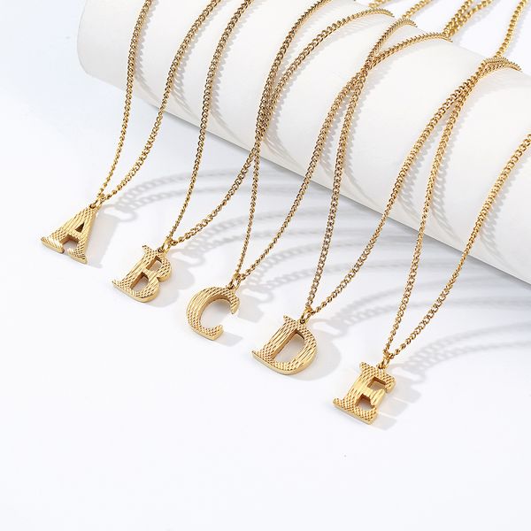 

a-z letters pendants necklace stainless steel gold plated jewelry men women gift, Silver