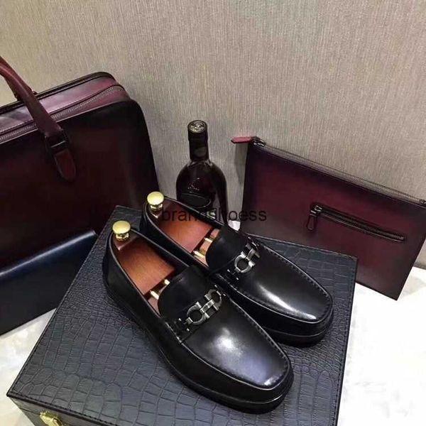 

autumn 2023 men's leather shoes leather over shoes gentlemen's business feragamos casual shoes simple temperament single shoes sli, Black