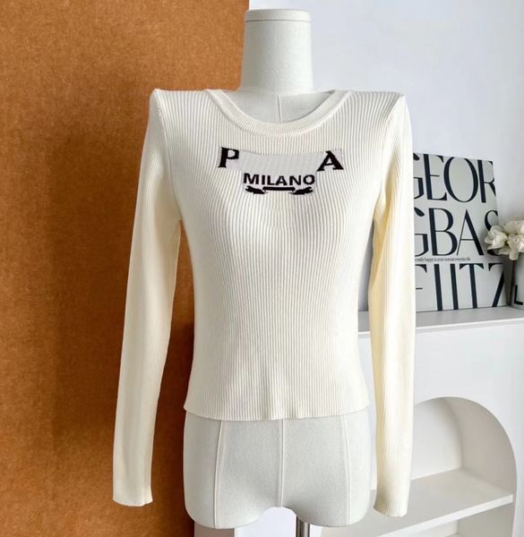 

new designer knit vest womens sweater sleeveless short and long sleeve classic monogram tshirts clothes with size, White
