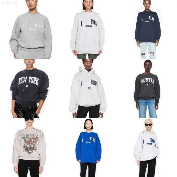 

hoodies pullover classic letter embroidery inside fleece round neck sweater long sleeves hoodie womens sports loose hoodies, Black