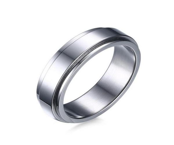 

6mm spinner ring men stainless steel double loop design biker jewelry7072840, Golden;silver