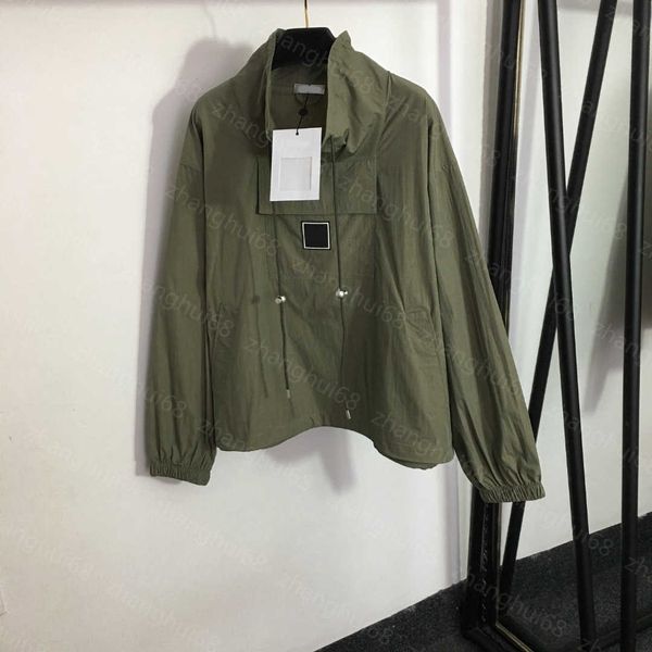 

23ss womens designer clothing womens jacket logo leather stand-up collar long sleeve pullover trench coat women clothes, Black;brown