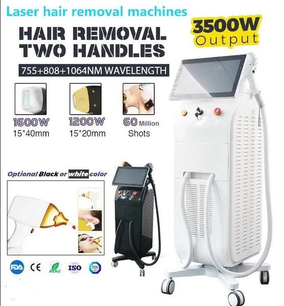 

original quality 808nm diode laser hair removal painless 808nm 1064nm 755nm permanent hair removal 3 wavelengths big screen, Black