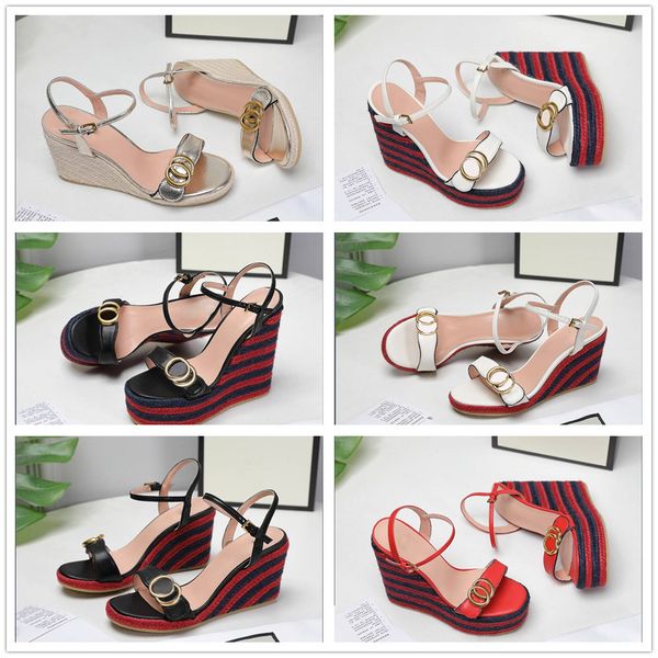 

famous brand sandals g family's classic popular sloping heel series, with sheepskin upper and sheepskin lining, heel height of 8cm, siz, Black