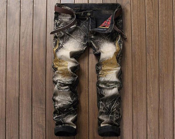 

men039s jeans 2021 autumn spring ripped street hip hop punk stretch bike trendy holes straight denim trouers7224865, Blue