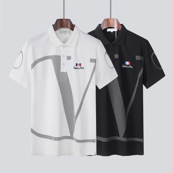 

men's t-shirt fashion designer cotton polo shirt lapel short sleeve shirts business men t-shirts large t-shirt size m--3xl, White;black