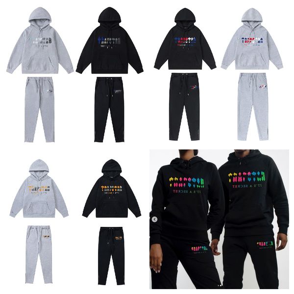

tracksuit trap star printed sportswear men's t shirts warm two pieces set loose hoodie sweatshirt pants jogging 212, Gray