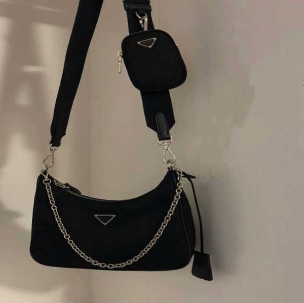 

new luxury 2023 factory direct sales the correct version of hobo nylon piece set with box chain three in underarm one shoulder crossbody bag