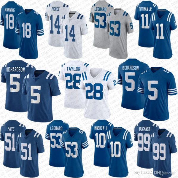 

jonathan taylor 5 anthony richardson football jersey 1 josh downs quenton nelson darius leonard michael pittman deforest buckner gardner min, Black;red