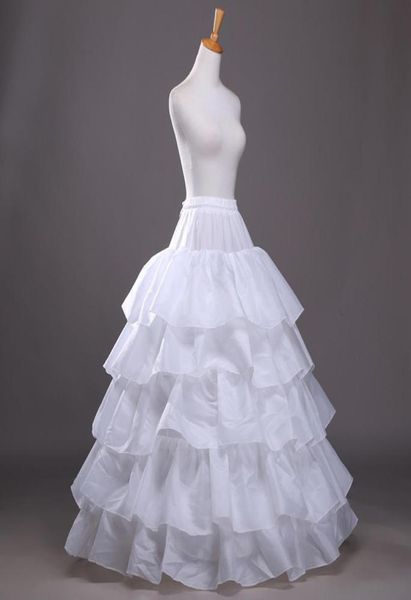 

4 hoops 5 layers petticoat for wedding dress ball gown puffy crinoline underskirt wedding accessories2508118, White