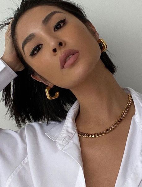 

square hoop earrings gold chunky geometric hoops for women minimalist jewelry5630642, Golden;silver