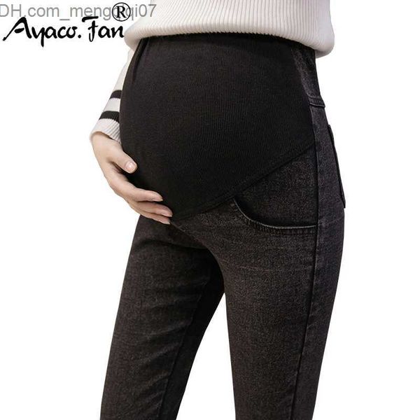 

maternity dresses -3xl pregnant women's jeans women's pants elastic pregnant women's spring 2019 new ultra thin pregnant pan, White