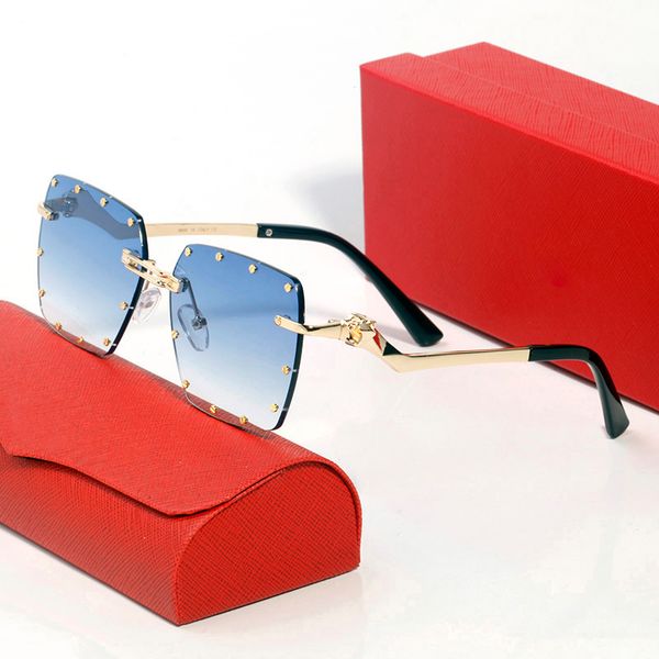 

2023 new designer notch hole sunglasses for woman mens gold metal oversized frames genuine natural sun glasses c decoration carti glasses uv, White;black
