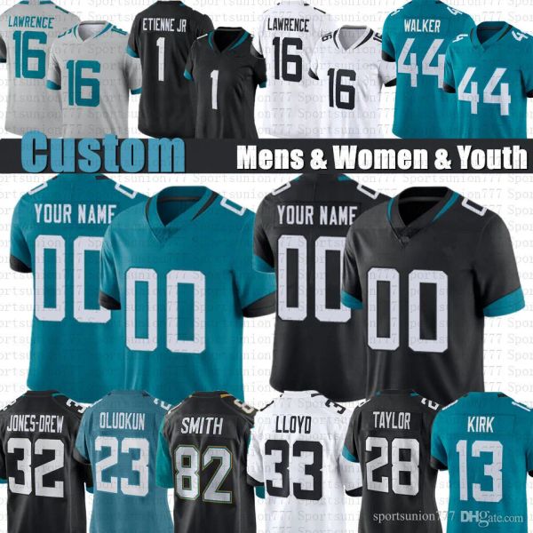 

0 ridley 16 trevor lawrence custom football jerseys travis etienne jr josh allen christiane kirk travon walker devin lloyd zay jones evan en, Black;red