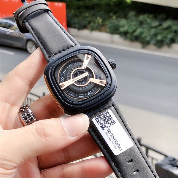 

wristwatches seven friday men watches unique stylish creative design clock quartz watch japan movement m1b01 steel relog 230727, Slivery;brown